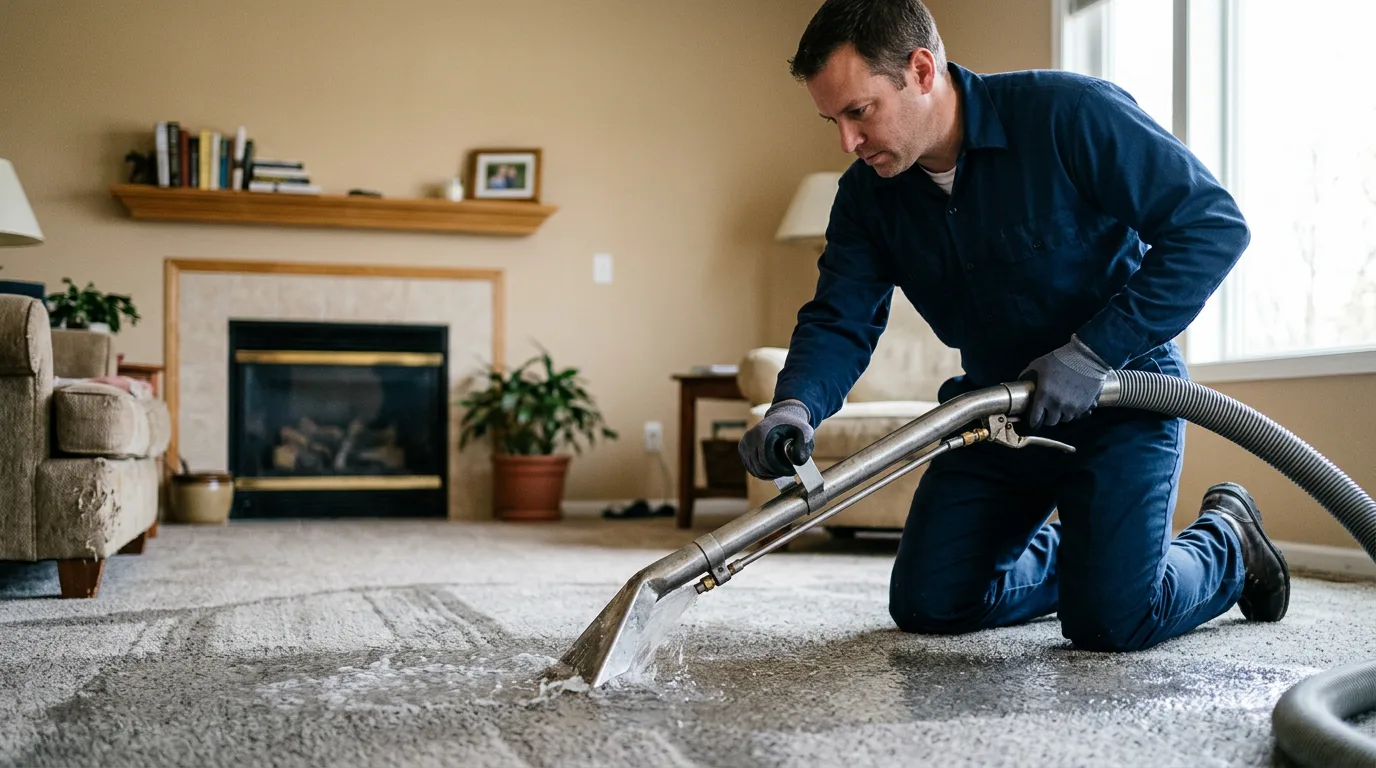 Water damage restoration technician working near Cave In Rock, IL